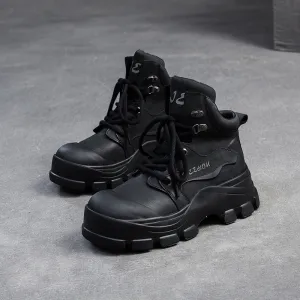 Women Classic Leather Casual Lace-up Ankle Boots Pikachu Rain Boots