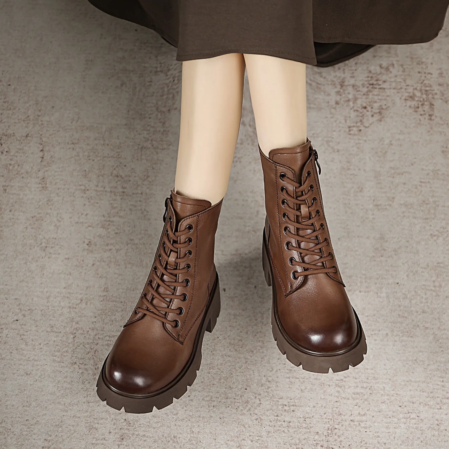 Us Polo Assn Rain Boots Women Classic Minimalist Leather Chunky Platform Combat Boots