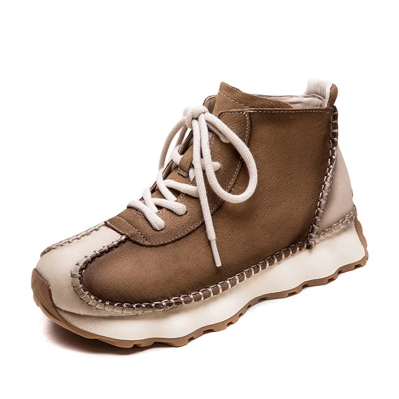 Women Handmade Fashion Leather Lace-up Ankle Boots Ace Hardware Rain Boots