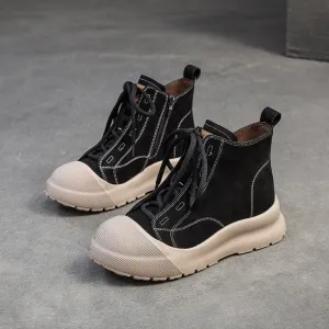 Motorcycle Boots Near Me Women Minimalism Soft Leather Lace-up Ankle Boots