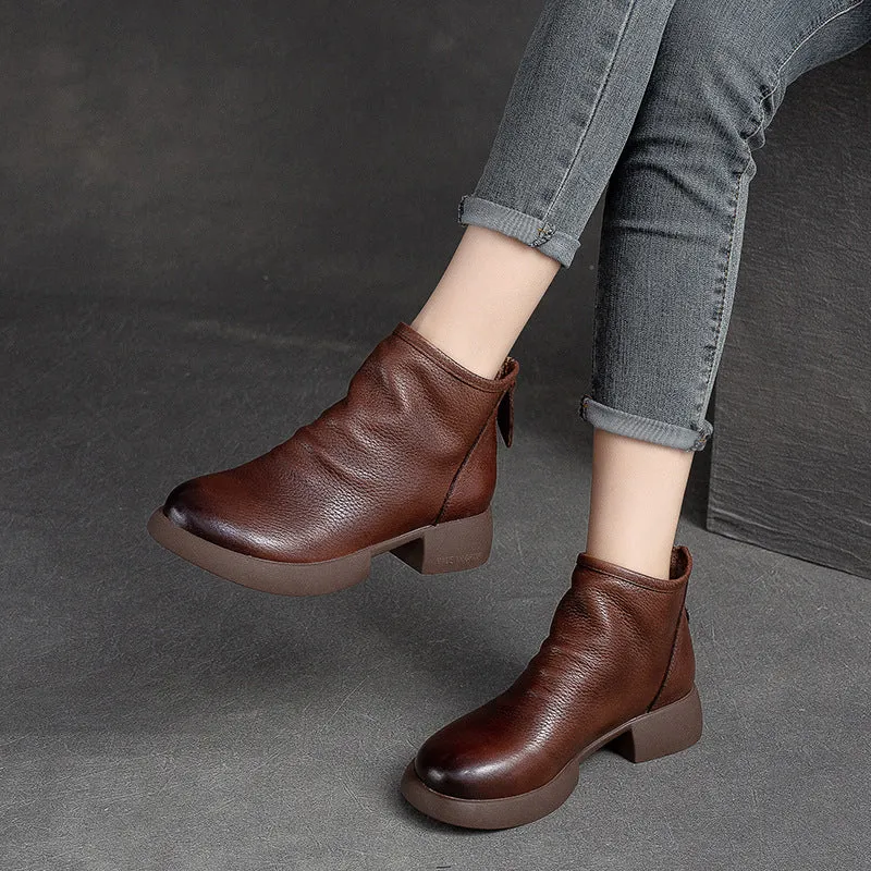 Women Minimalist Soft Leather Casual Ankle Boots Roxa Ski Boots