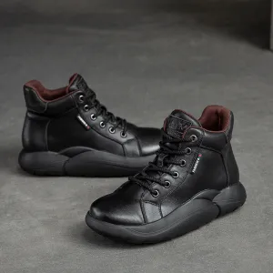 Women Retro Leather Casual Lace Up Ankle Boots Coach Rivington Rain Boots