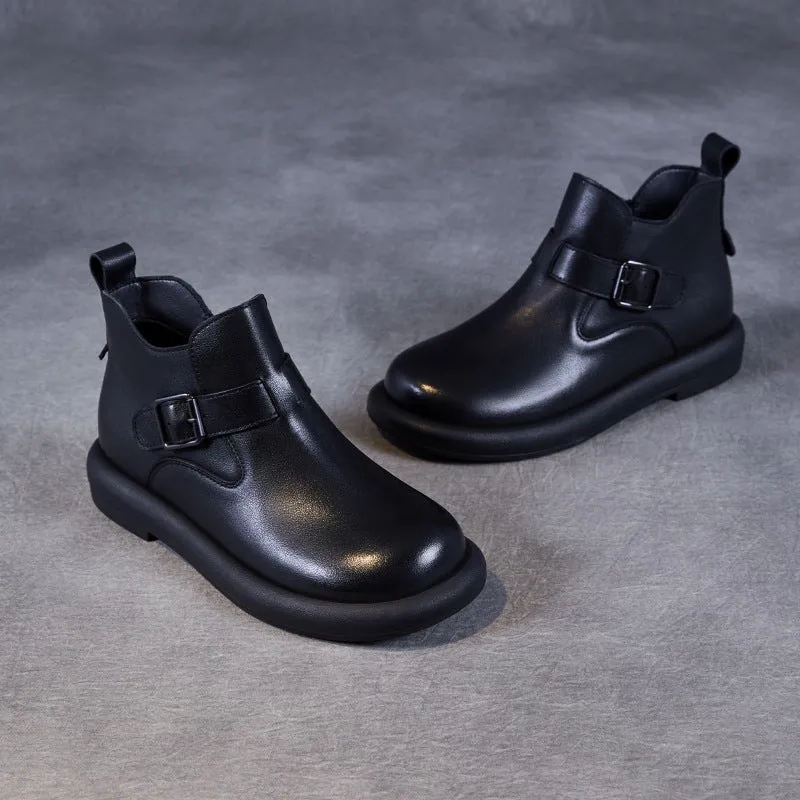 Allen Boots Austin Women Solid Leather Soft Casual Ankle Boots