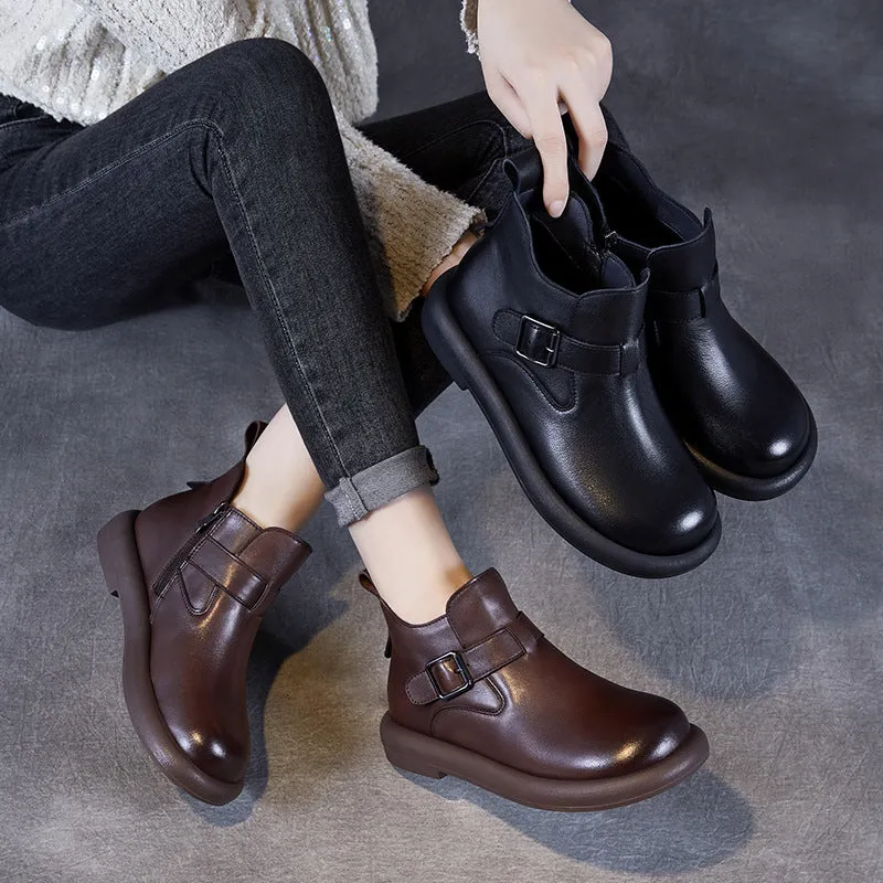 NULL Veronica Boots Women Solid Leather Soft Casual Ankle Boots