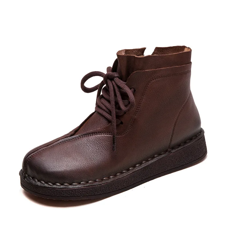 Cowboy Boots Amazon Women Vintage Solid Leather Flat Ankle Boots