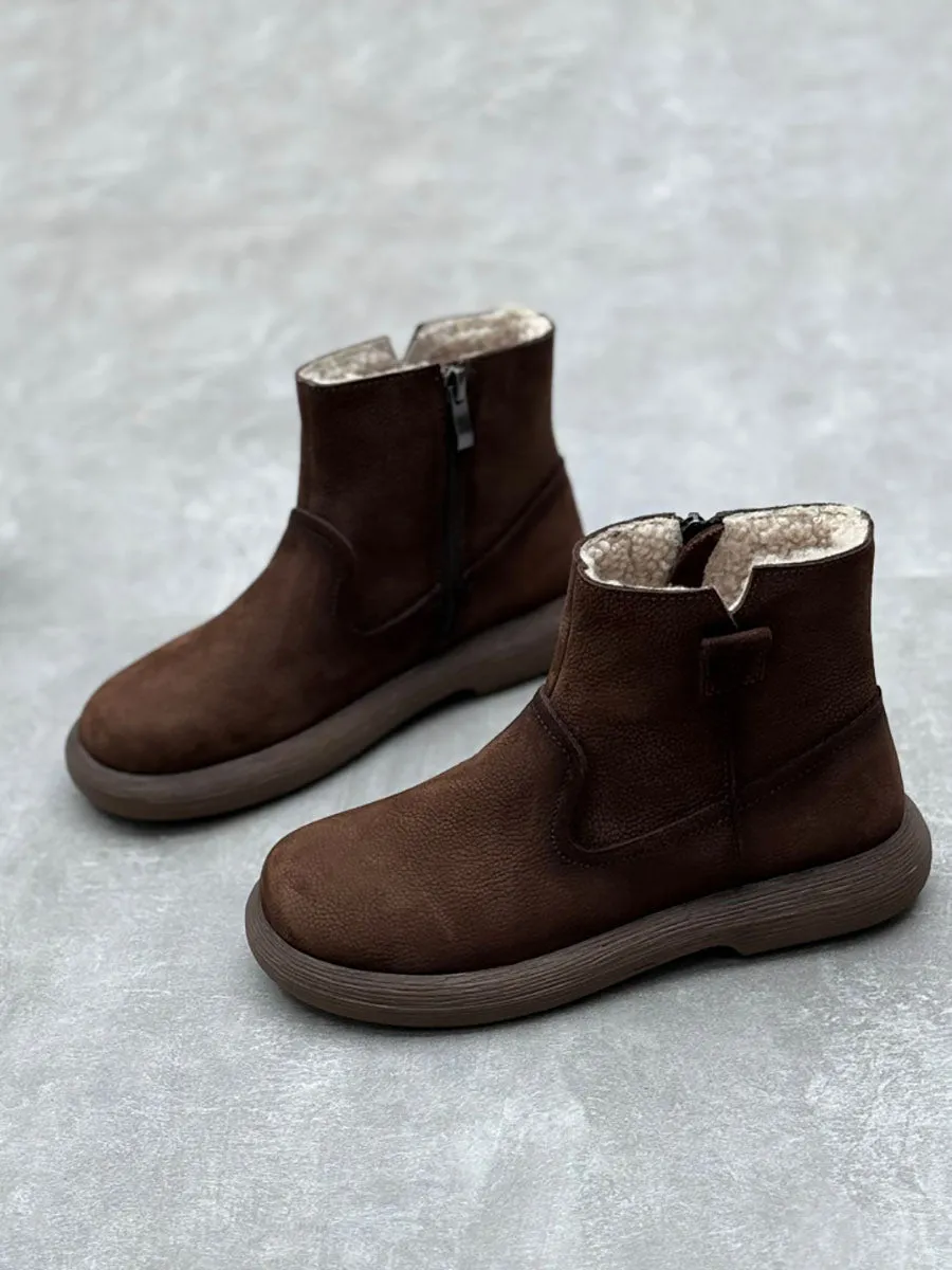 Women Winter Casual Genuine Leather Fleece-lined Warm Boots AV1042 Work Boots Nearby