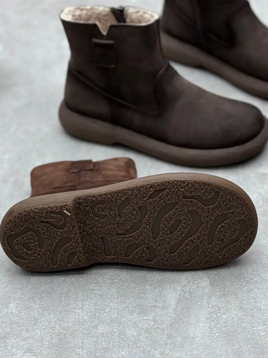 Vintage Harley Boots Women Winter Casual Genuine Leather Fleece-lined Warm Boots AV1042