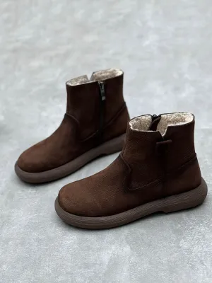 Women Winter Casual Genuine Leather Fleece-lined Warm Boots AV1042 Toddler Boy Boots