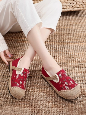 Coolest Basketball Shoes 2021 Women Summer Artsy Embroidery Linen Cotton Shoes ZZ1005