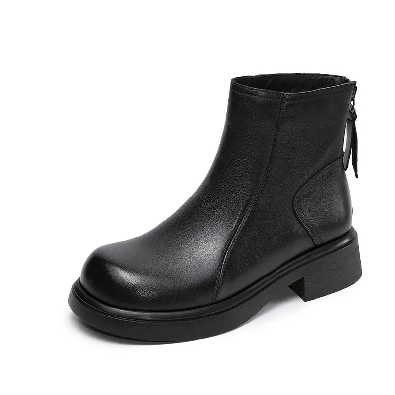 Women's Retro Plain Leather Minimalist Ankle Boots Boots That Stay On Dogs
