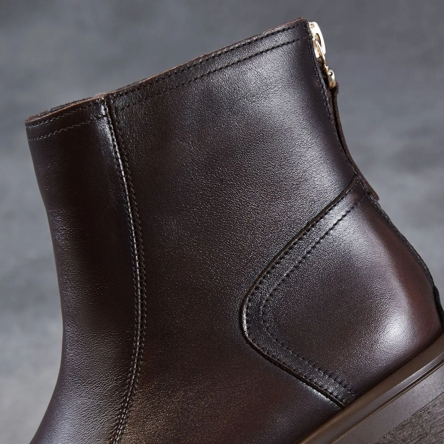 Women's Retro Plain Leather Minimalist Ankle Boots Taylor Holmes Boots