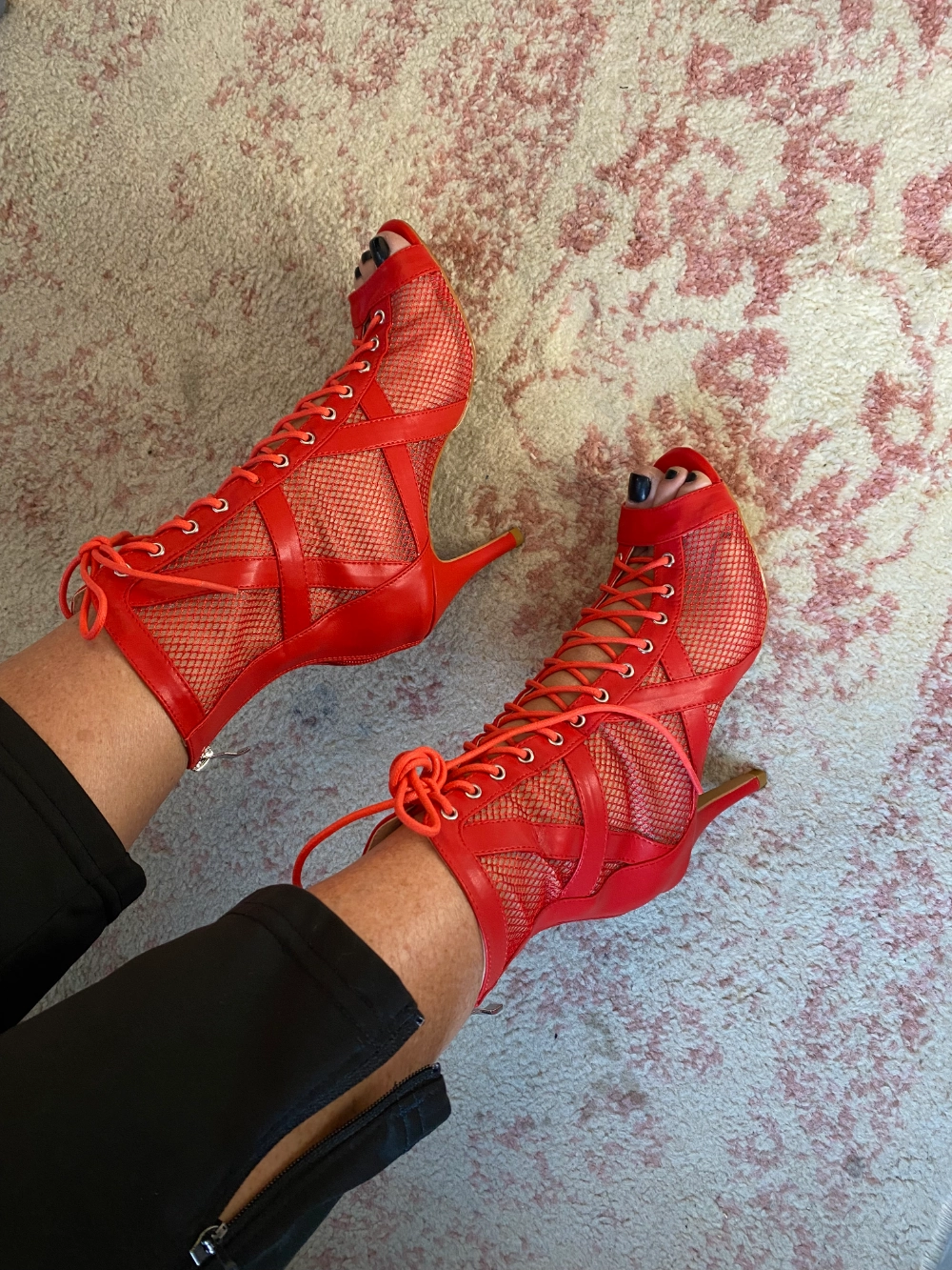 Xiomara - Vegan Leather and Mesh Cross Design Lace Up Latin Dance Booties (Street Sole) Rails To Trails Lodging