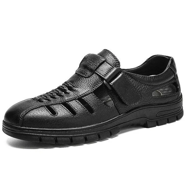 Little Wedge Sandals ZUNYU Leather Sandals for Men Summer 2019 New Men Dress Formal Shoes Anti-slip Hollow Sandals for Dad's Man Shoes Size 38-45